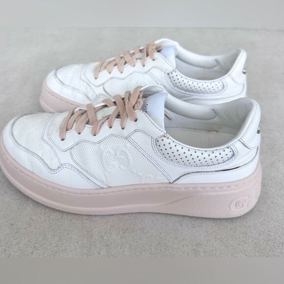 Gucci White Jumbo GG Embossed Leather Low Top Sneakers size EU 39.5 US 9.5 - Picture 4 of 15